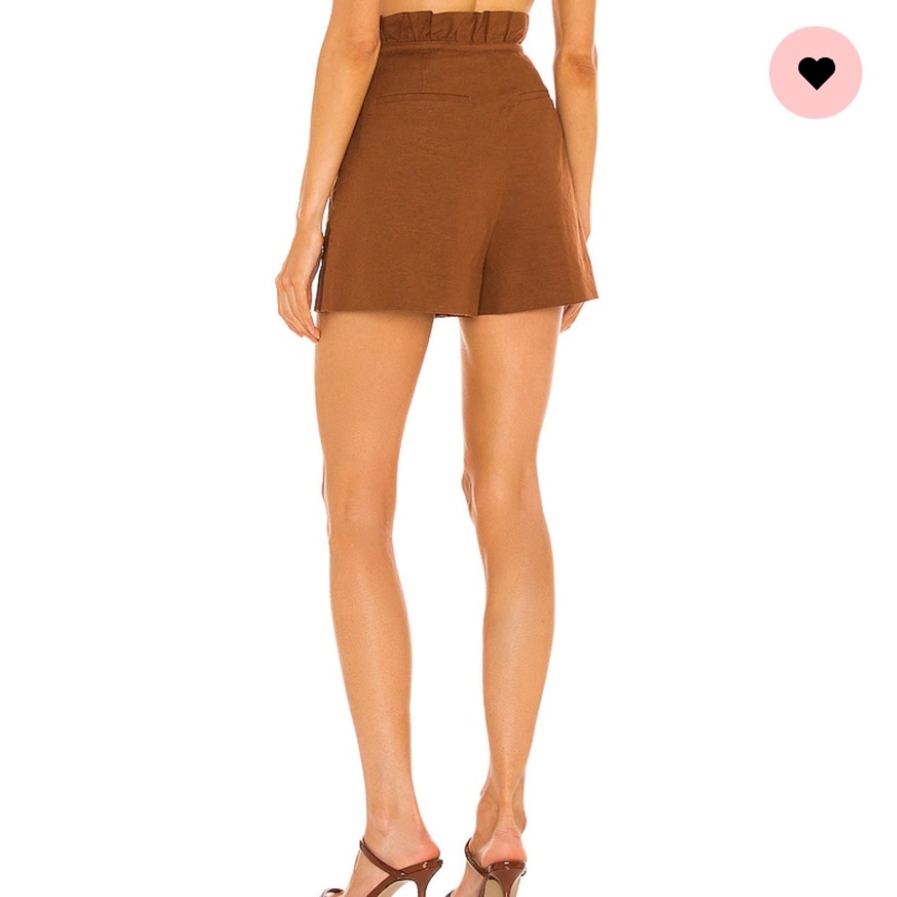 L'Academie High-Waist Paperbag Shorts in Brown - Picture 9 of 9